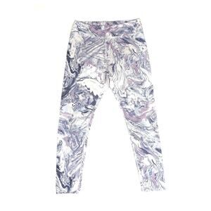 White Marbled Stretch High Waist Leggings